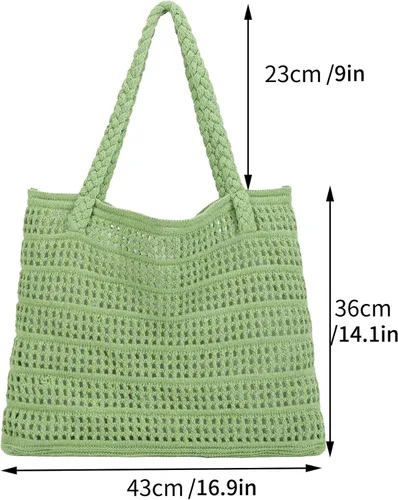 Miniatura 33 de Bolsas de ganchillo para mujer, bolsa de mano de playa de verano, bolsa de hombro de gran capacidad, bolsa de hobo estética, bolsa de punto, bolsa