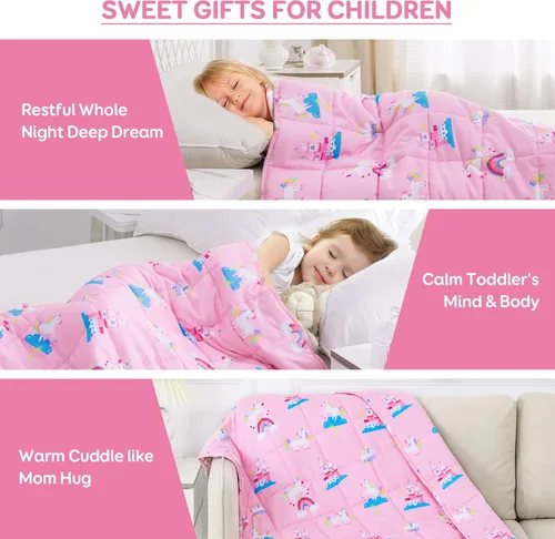 Miniatura 5 de Kivik Manta con peso de 5 libras, transpirable, pequeña y pesada, para dormir y relajarse, para cama, sofá, hogar, escuela, lavable a máquina