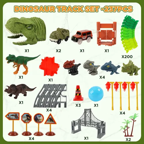 Miniatura 7 de Juguetes de autos de carreras de dinosaurios - Juguetes de cumpleaños para niños y niñas de 3, 4, 5, 6, 7 años, juego de autos de pista