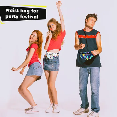 Miniatura 6 de 3 Riñoneras de los años 80 y 90, bolsas de cintura retro de neón de los años 80 y 90, accesorios de atuendo para hombres y mujeres, bolsas casuales