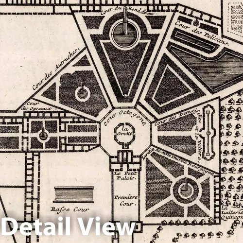 Miniatura 2 de Mapa histórico: mapa del Atlas Mundial, vista: La Menagerie de Versailles. 1700 – Arte de pared vintage – 15.7 x 23.6 in