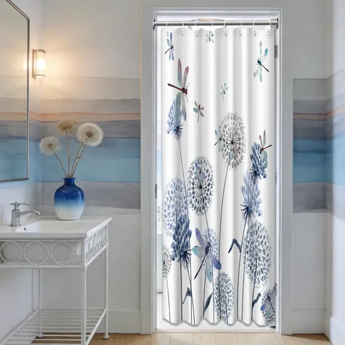 Miniatura 17 de Cortina de ducha floral para primavera y verano, flores silvestres, flores y mariposas, decoración de baño, tela impermeable con ganchos, 70