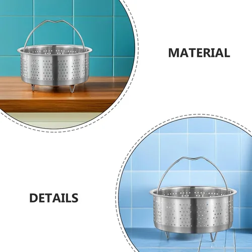 Miniatura 6 de UPKOCH Cesta de vapor de malla de acero inoxidable, cesta de vapor para verduras, inserto de cocción al vapor para albóndigas, cesta de vapor