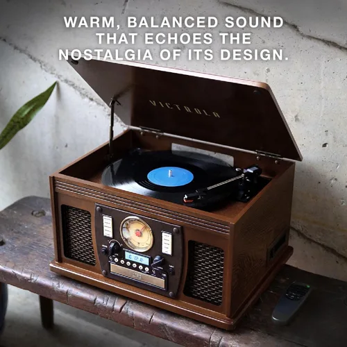 Miniatura 8 de Victrola Navigator - Reproductor de discos Bluetooth 8 en 1 con altavoces integrados, tocadiscos de 3 velocidades, reproductor de CD, cassette