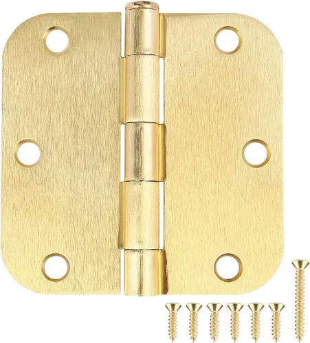 Miniatura 7 de Bisagra de puerta de 3 1/2 pulgadas, paquete de 18 bisagras redondeadas para puerta, latón pulido, bisagras de 3.5 x 3.5 pulgadas para puertas