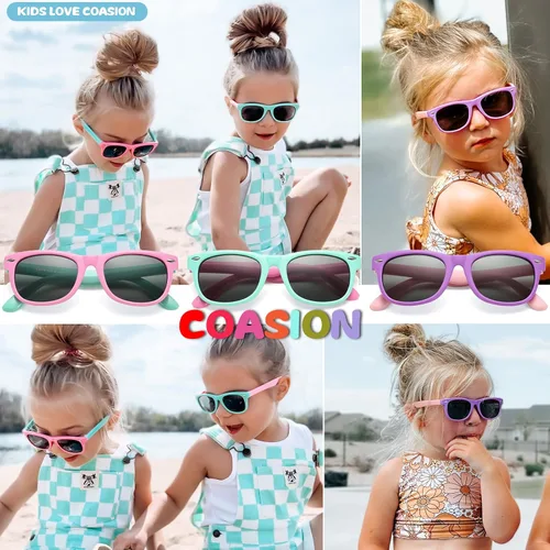 Miniatura 29 de Lentes de sol polarizados de goma elastómero termoplástico (TPEE) flexible, para niñas y niños de 3 a 9 años