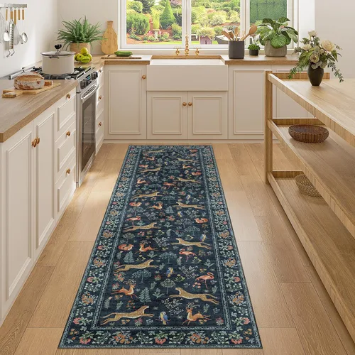 Miniatura 147 de DUKINO Alfombra de área de 6 x 9 pies, alfombra floral para sala de estar, ligera, antideslizante, lavable, alfombra de interior de pelo bajo