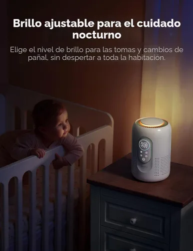 Miniatura 7 de Momcozy Purificador de Aire para Guardería, Sistema de 4 Filtros con H13 HEPA y Carbón, Monitor de Calidad del Aire PM2.5 en Tiempo Real y Pantalla
