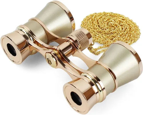 Aroncent Prismáticos de Ópera 3X25 Mini Binoculares Compactos con Cadena para Adultos Niños Mujeres Teatro Musical Concierto Vintage Negro