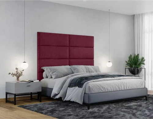 Miniatura 6 de Jaxx Panelist - Cabecero acolchado moderno, juego de 4 paneles para montar en la pared, tamaño King, microterciopelo rojo vino Vino Rojo