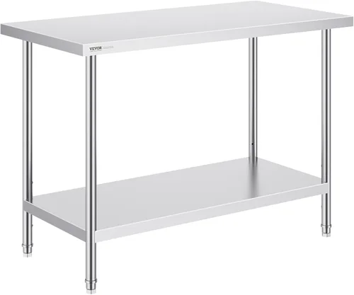 Miniatura 17 de VEVOR Mesa de preparación de acero inoxidable, 24 x 18 x 34 pulgadas, capacidad de carga de 640 libras, mesa de trabajo de metal resistente con 3