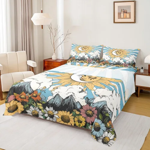 Miniatura 15 de Erosebridal Groovy - Juego de sábanas para decoración de fiesta para niñas y mujeres, diseño de signo de paz, tamaño individual, sábanas de mariposa