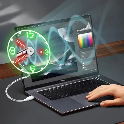 Miniatura 7 de Ventilador de reloj LED USB con función de visualización en tiempo real, rellenos de calcetines para hombres, accesorios de Navidad, regalos del día