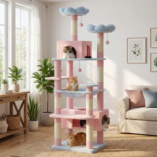 Miniatura 9 de PAWZ Road Árbol grande para gatos, torre para gatos de 72 pulgadas para gatos grandes, condominio para gatos con postes rascadores y almohadillas