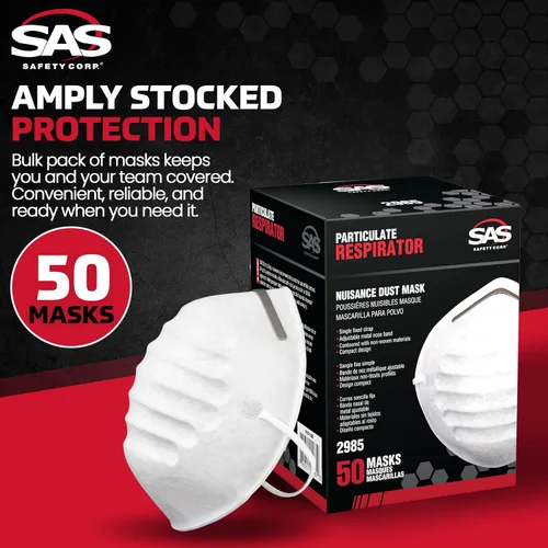 Miniatura 3 de SAS Safety 2985 Máscara antipolvo no tóxica, caja de 50