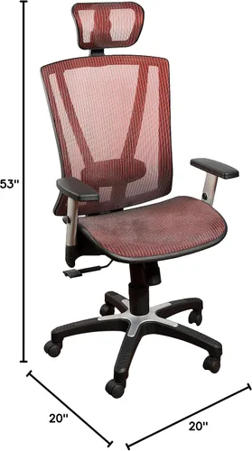 Miniatura 8 de Silla de oficina ergonómica ajustable color rojo de 53 pulgadas de alto, silla ergonómica de oficina en casa, silla ergonómica con reposacabezas