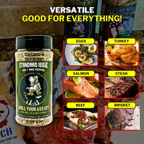 Miniatura 4 de Grill Your As* Off Edición Estándar de Sal y Pimienta – Mezcla Gourmet de 11.5oz para Carne, Aves de Corral, Mariscos, Pasta y Verduras – Ideal