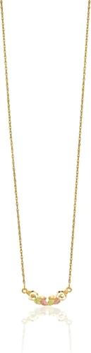 Miniatura 2 de Collar de barra de cadena de hoja de oro de 10 quilates sólido de tres colores rosa, blanco, amarillo, negro