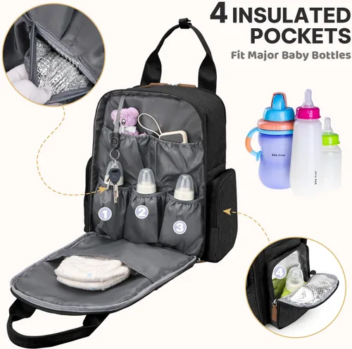 Miniatura 7 de JSTPRO Mochila para pañales – Bolsa de pañales grande con cambiador portátil como regalo de baby shower, bolsa de viaje unisex ligera e impermeable