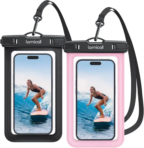 Miniatura 11 de Lamicall Funda impermeable para teléfono iPhone 17 16 15 14 13 12 Pro Max Plus XS, bolsas de equipo de natación para 4-7 pulgadas, negro y negro