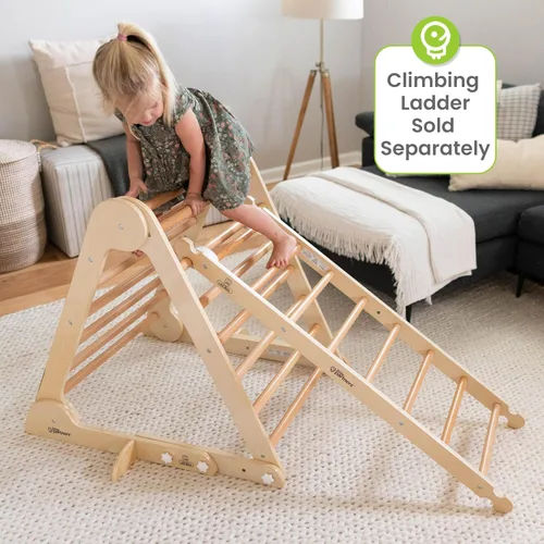 Miniatura 5 de Little Partners Learn 'N Climb Triángulo de escalada de madera plegable, gimnasio de escalada de madera para niños pequeños, escalador triangular