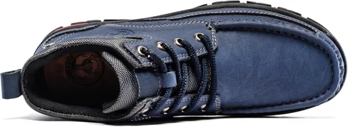 Miniatura 7 de FLYLAND Botas casuales para hombre de cuero vintage, botines de vestir, botas Chukka de caña media, antideslizantes, para conducir y caminar, zapatos