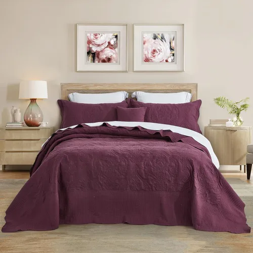 Miniatura 33 de CHIXIN Juego de colcha extragrande tamaño King – Funda de cama ligera – Hermosas costuras – Colcha reversible de 5 piezas – Patrón de paisley