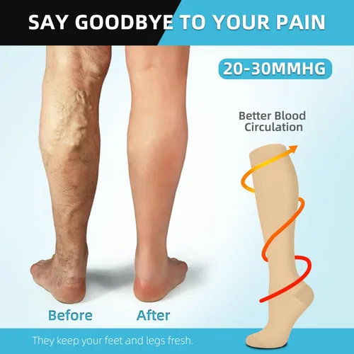 Miniatura 4 de FuelMeFoot Calcetines de compresión para hombres y mujeres de 20-30 mmHg-Calcetines de apoyo graduados para enfermeras de fútbol y correr