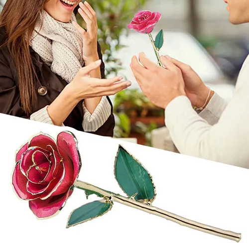 Miniatura 5 de Ejoyous Regalo de rosa para el día de la madre para mamá, rosa sumergida en oro de 24 quilates chapada en oro real preservada para siempre con Rosa