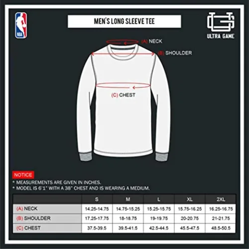 Miniatura 8 de Ultra Game NBA - Camiseta de manga larga para hombre