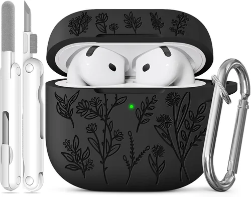 Miniatura 62 de Funda para Airpods Pro 3 con tapa magnética, fundas grabadas con flores para Apple AirPods Pro de 3ª generación 2025, funda de silicona suave
