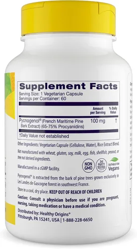Miniatura 2 de Healthy Origins Pycnogenol (Nature's Super Antioxidant) 100 mg, 60
