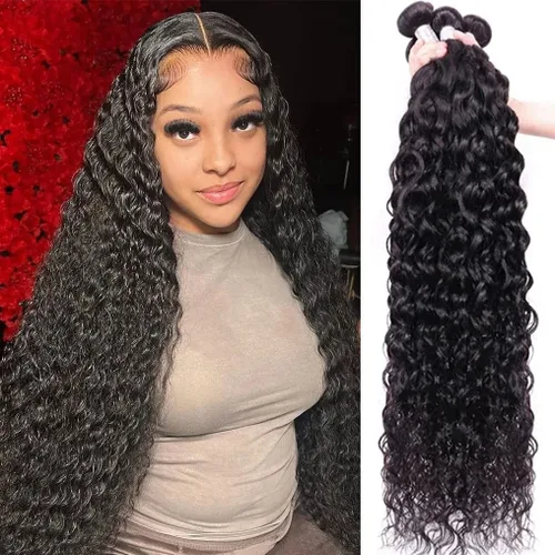 Miniatura 13 de Paquetes de cabello humano onda de agua 4 paquetes 10 12 14 16 pulgadas 10A brasileño virgen rizado profundo paquetes 100% sin procesar mojado