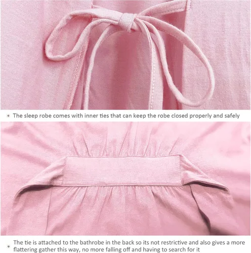 Miniatura 5 de COLORFULLEAF Bata corta de bambú para mujer, ligera, de algodón, de punto suave, con bolsillos