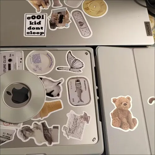 Miniatura 6 de ZJSXINDI Calcomanías estéticas impermeables para laptop, 57 piezas para botella de agua, laptop, computadora, patineta, parachoques, calcomanías
