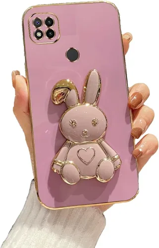 Miniatura 95 de Estuche con soporte de conejo de corazón para Xiaomi Redmi Note 10S, galvanizado suave TPU protector delgado a prueba de golpes con lindo conejito