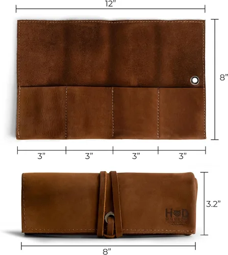 Miniatura 23 de Hide & Drink, Organizador de rollos de reloj de cuero hecho a mano de cuero de grano completo, con capacidad para hasta 4 relojes, fácil de llevar