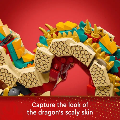 Miniatura 3 de LEGO Figura de dragón auspicioso del festival de primavera, juego de construcción de juguete de dragón, gran decoración de festival de primavera