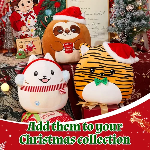 Miniatura 6 de Almohada de felpa para perro samoyedo de Navidad 2026, lindos peluches de cachorros, juguete de regalo de Navidad para niños y niñas, decoración