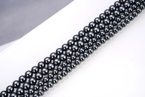 Miniatura 5 de 200 piedras preciosas curativas de hematita negra natural de grado A de 0.157 pulgadas (0.157 in), cuentas pequeñas redondas sueltas, espaciador