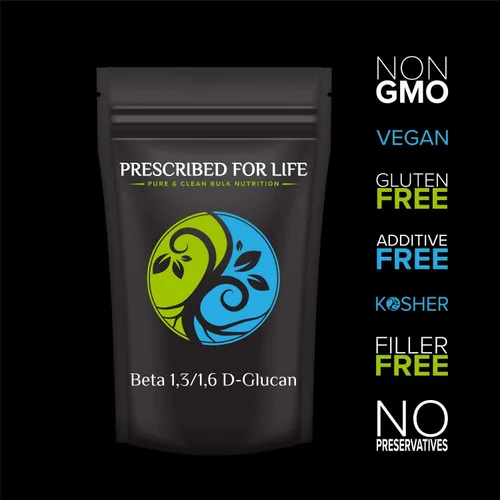 Miniatura 2 de Prescribed For Life Polvo de beta glucano, beta-glucanos veganos 1,3, 1,6 Suplemento de fibra dietética soluble natural Sin blanquear, sin