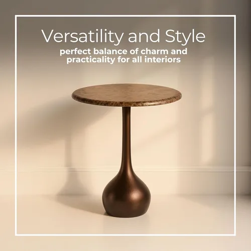 Miniatura 4 de Mesa auxiliar de mármol para decoración del hogar, soporte de mesa pequeño decorativo para mesita de noche de dormitorio, mesita de noche