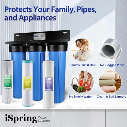 Miniatura 5 de iSpring Sistema de Filtro de Agua para Toda la Casa, Reduce Plomo, Incrustaciones, Cloro, Cloramina, Sistema de Filtración de Agua de 3 Etapas