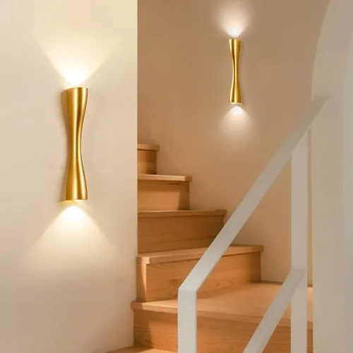Miniatura 2 de Aomesinc Moderno aplique de pared dorado arriba y abajo, lámpara LED de interior para dormitorio, sala de estar, baño, mesita de noche, pasillo
