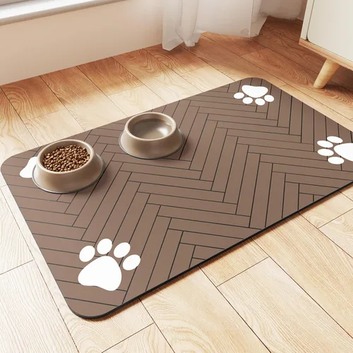 Miniatura 16 de Alfombrilla de alimentación para mascotas, mantel individual absorbente para tazón de comida y agua, con base de goma impermeable, de secado rápido