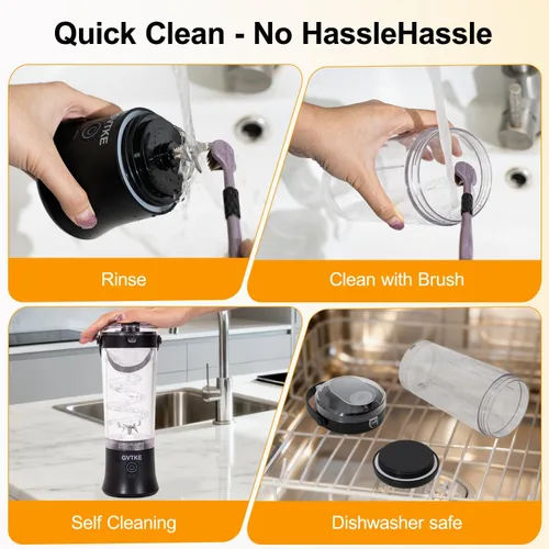 Miniatura 5 de Licuadora portátil Modo dual 18000RPM 20Oz Vaso de mezcla de hielo triturador de hielo Fruta congelada Mini hogar gimnasio viaje (negro)