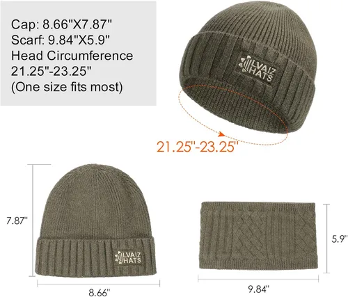 Miniatura 5 de Conjunto de gorro y bufanda para hombre, gorro de esquí cálido para invierno, gorro de esquí, gorro de calavera, calentador de cuello, polaina