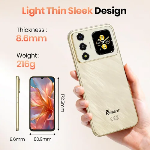 Miniatura 7 de FOSSIBOT Teléfonos celulares S7 Android 16, 16GB+128GB+2TB teléfono desbloqueado, pantalla FHD de 6.9 pulgadas, teléfonos inteligentes de doble