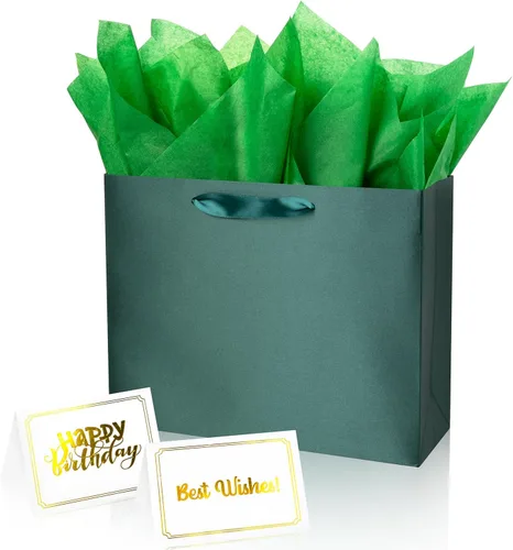 Miniatura 14 de Bolsa de regalo beige con papel de seda de color sólido sedoso para mujeres y hombres, boutique, cumpleaños, aniversario, boda, 13 pulgadas