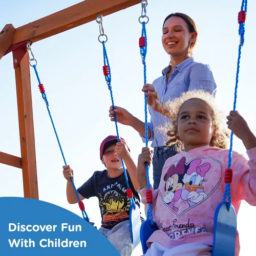 Miniatura 8 de Conjuntos de columpios de madera Dolphin Playground para el patio trasero con tobogán de 1.83 m, juego al aire libre para niños con fosa de arena